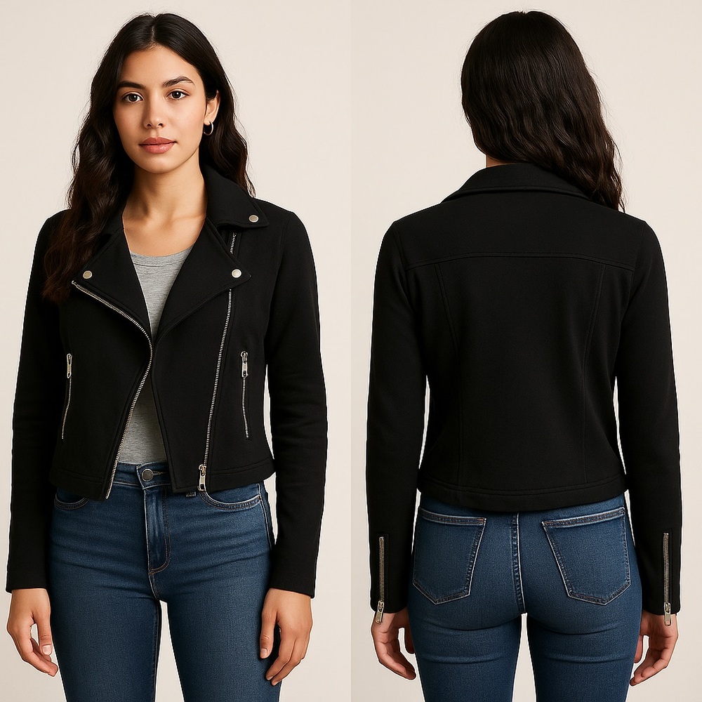 Chazor Black Moto Sweat Jacket Sz. S‎